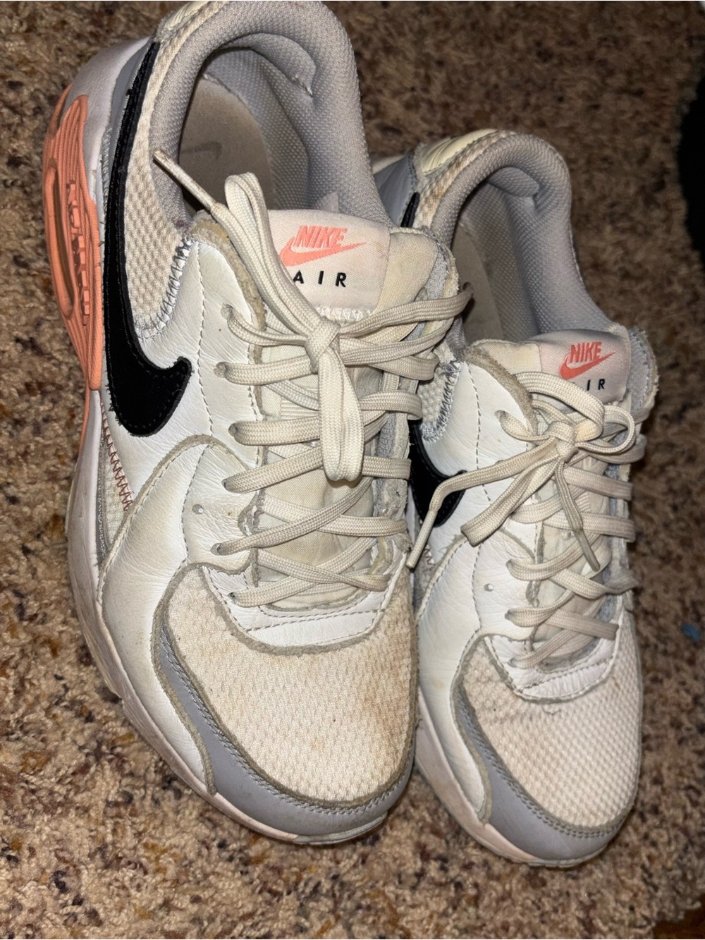 Nike Air Women's White & Black Sneakers with Coral Accents